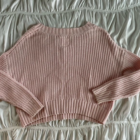 Pink Hollister Women’s Cropped Knit Sweater - Picture 3 of 4